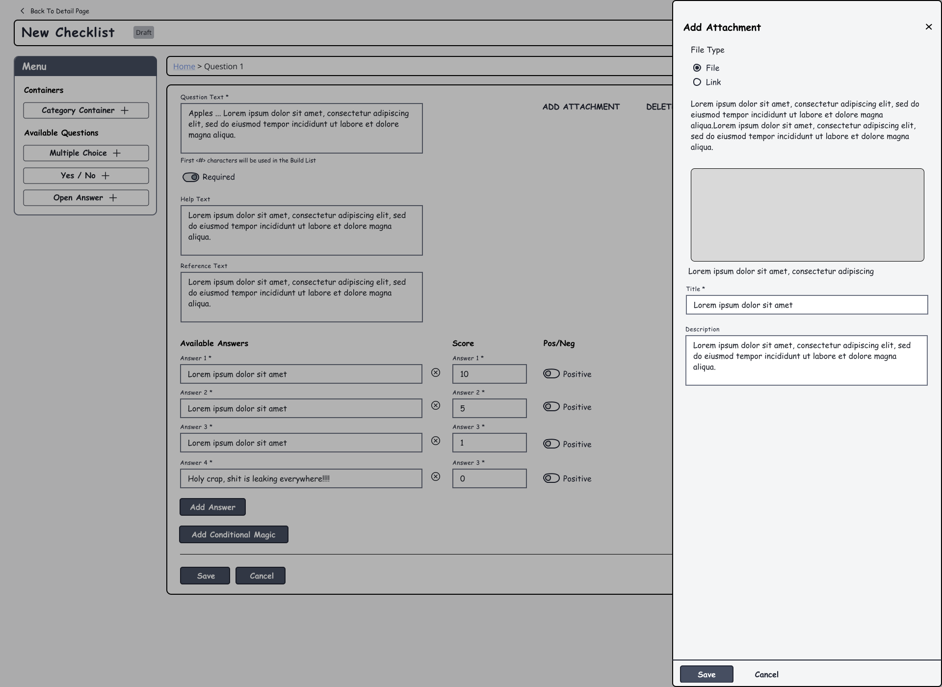 Checklist Builder — Add Attachment Modal